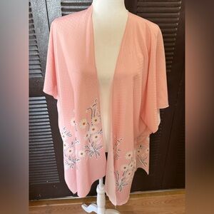 Pink Floral Kimono Cardigan